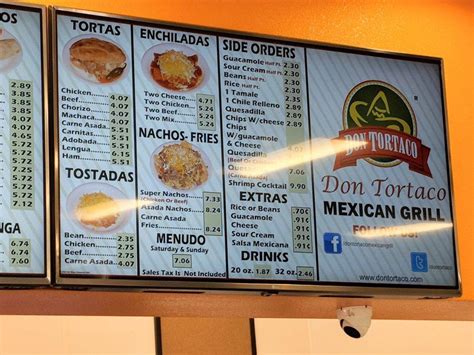 Rate your experience! $ • Mexican. . Don tortaco menu